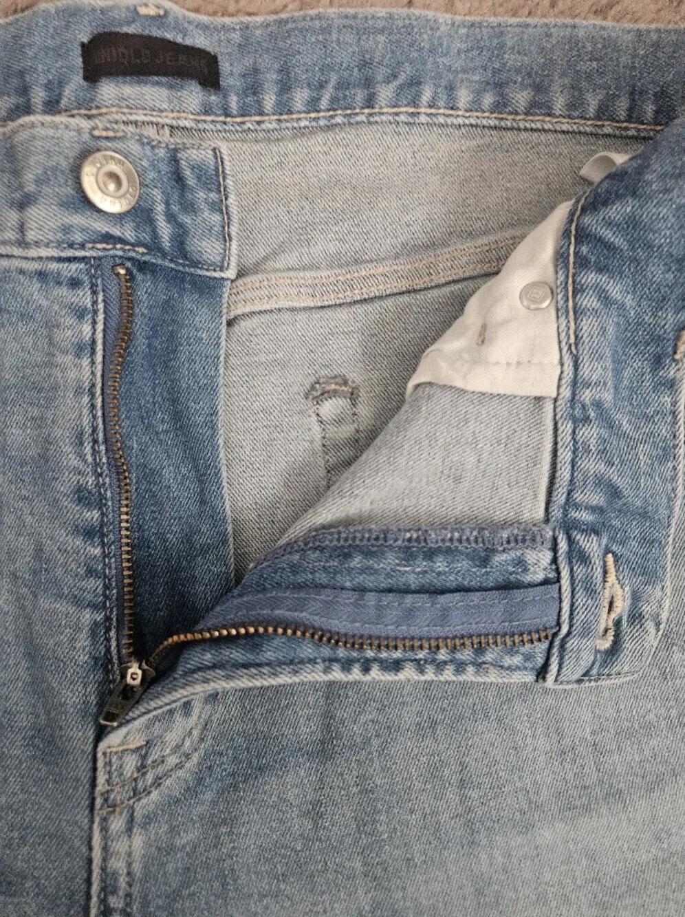 Uniglo Mens Light Wash Straight Leg Blue Jeans‎ Tag Size 36x32 Actual Size 38x31